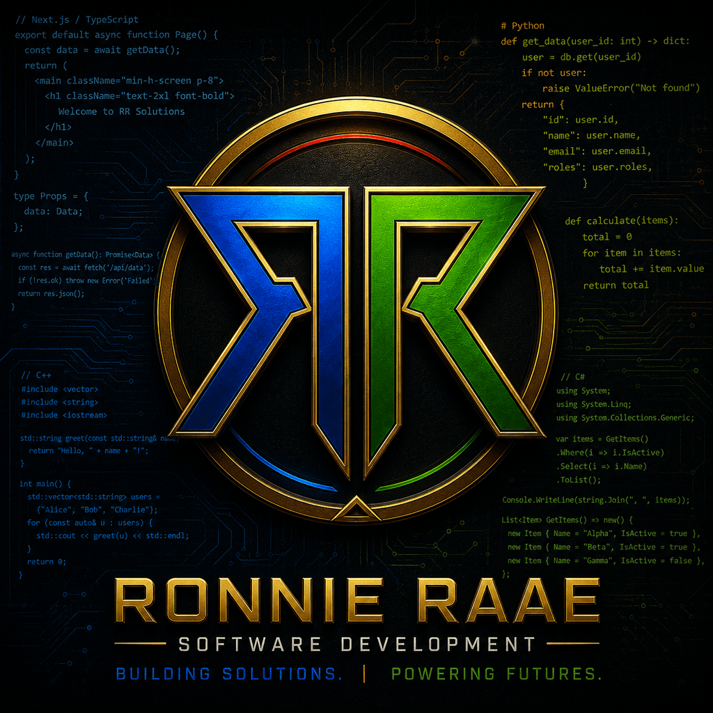 Ronnie Raae Software Development. Building solutions. Powering futures.