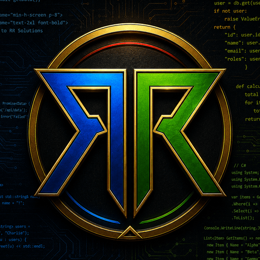 Ronnie Raae blue and green RR emblem